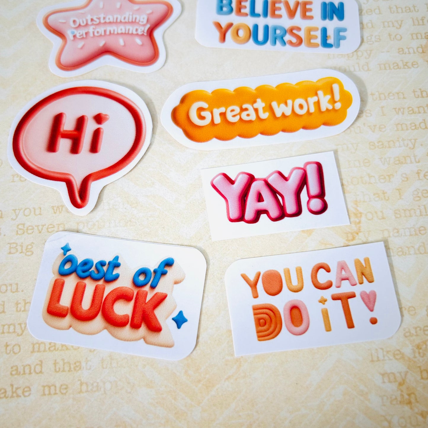 ‘Believe in Yourself’ Sentiment StiKars (Set of 7)