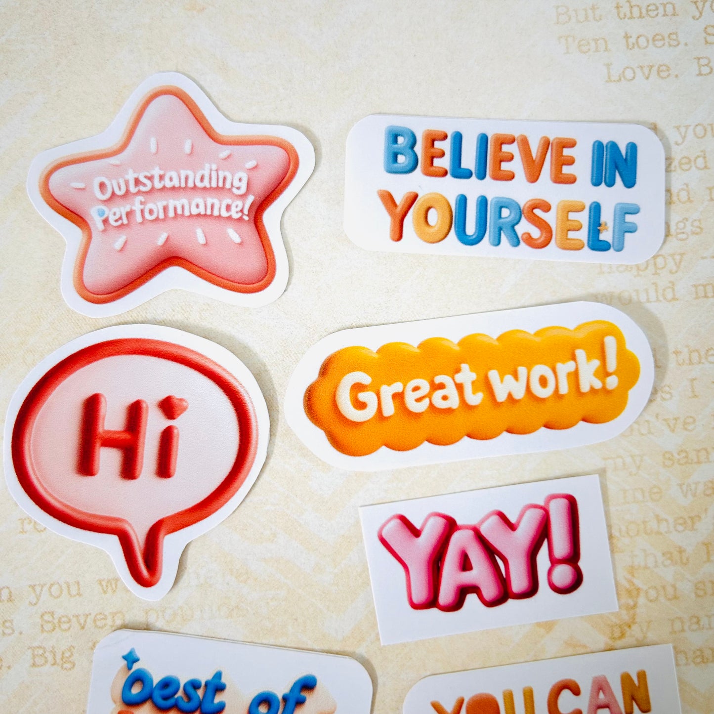 ‘Believe in Yourself’ Sentiment StiKars (Set of 7)