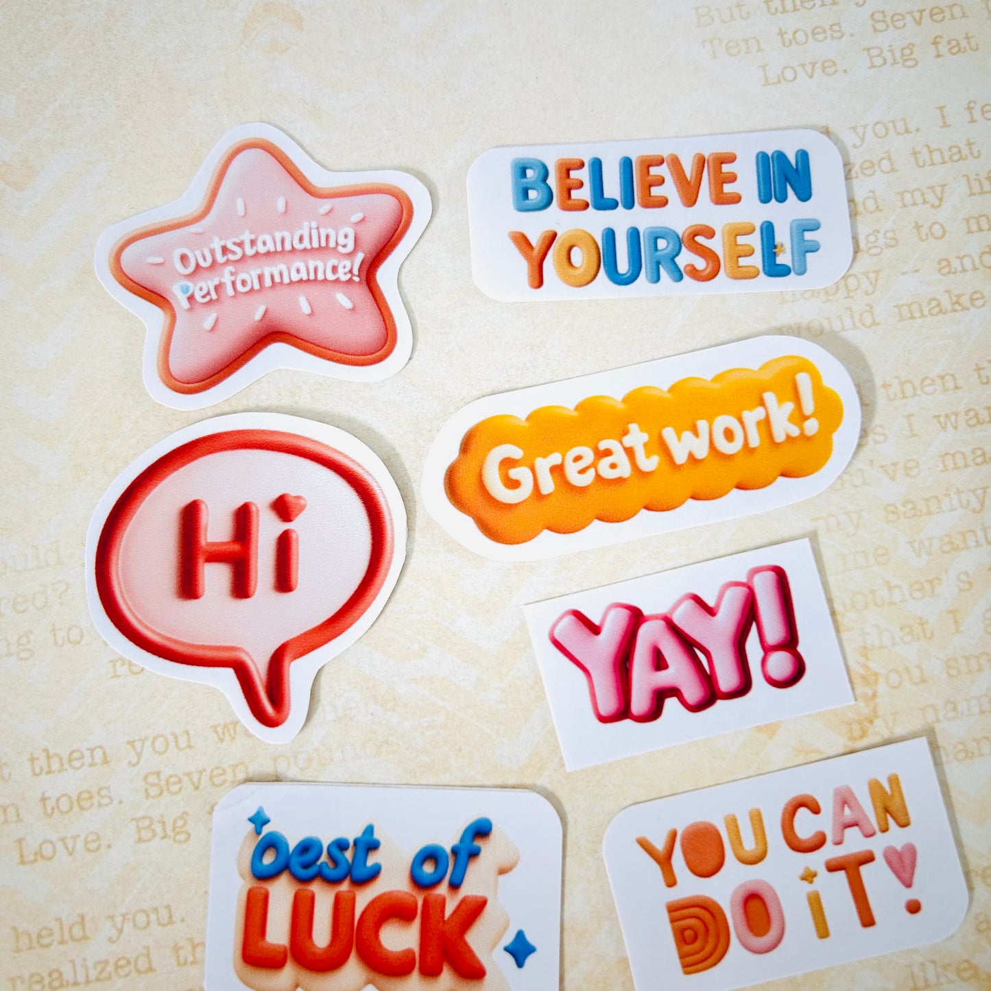 ‘Believe in Yourself’ Sentiment StiKars (Set of 7)