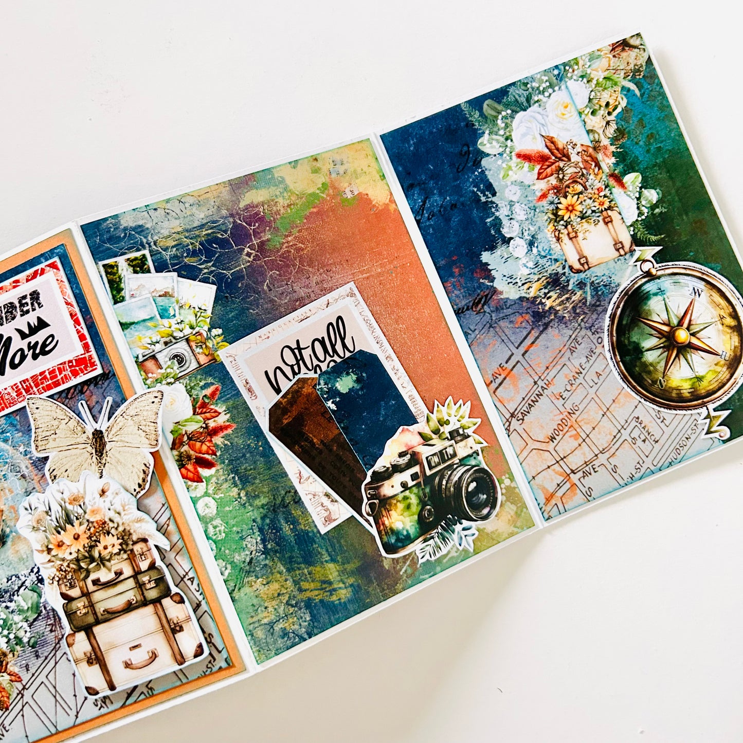 🌍✈️ Wander More – Zig-Zag Fold Travel Photo Album