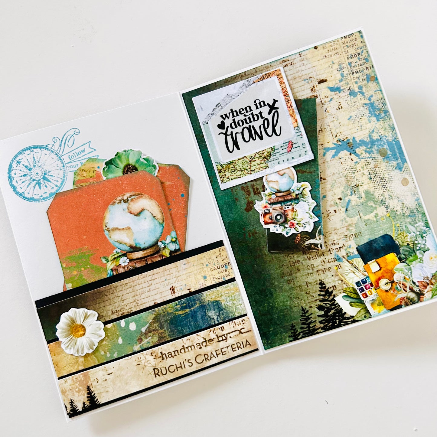 🌍✈️ Wander More – Zig-Zag Fold Travel Photo Album