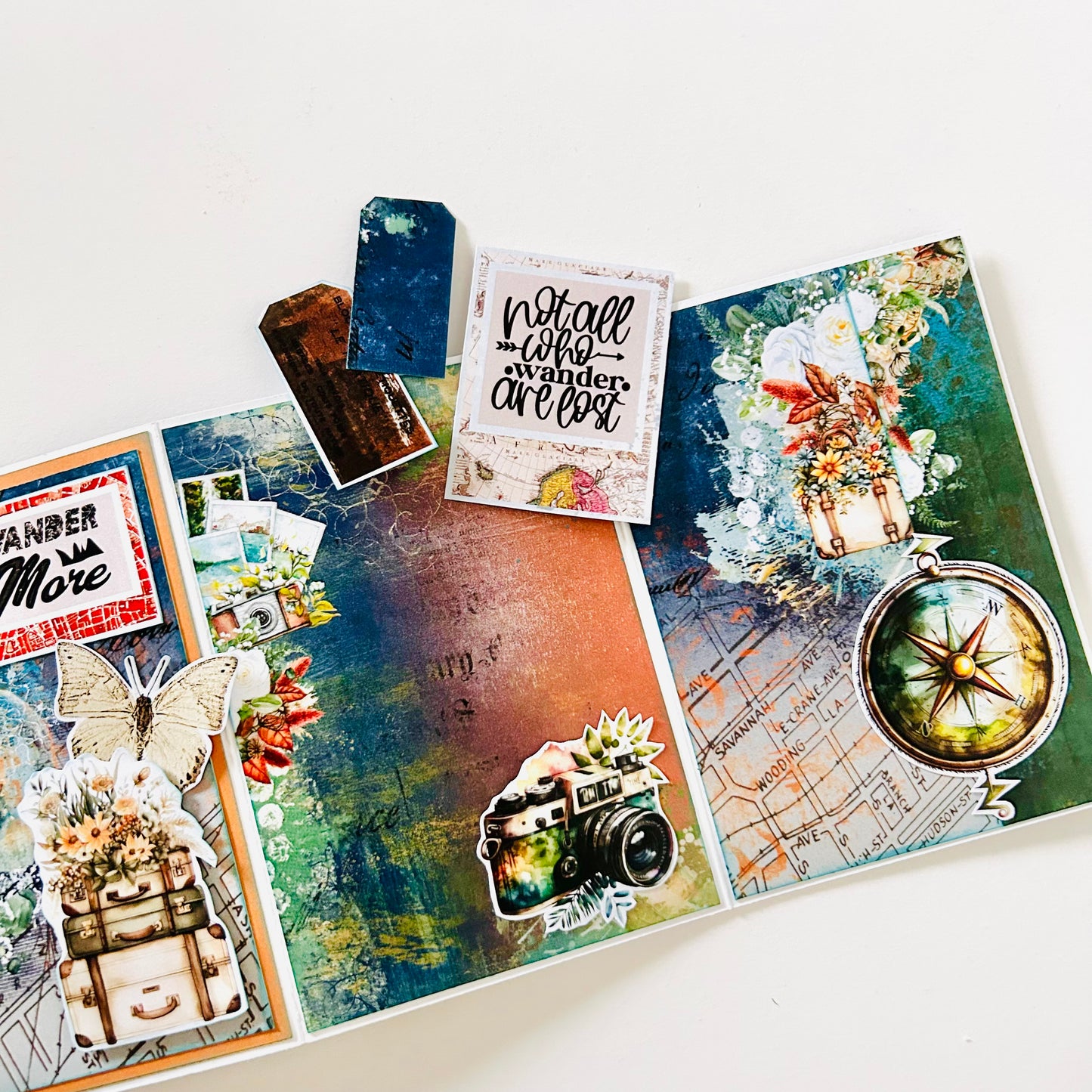 🌍✈️ Wander More – Zig-Zag Fold Travel Photo Album