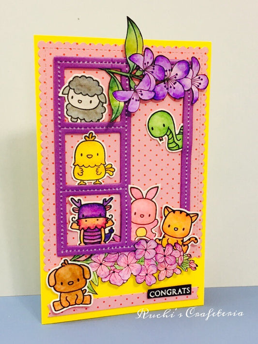Purple Party Pals – Handmade Congrats Card