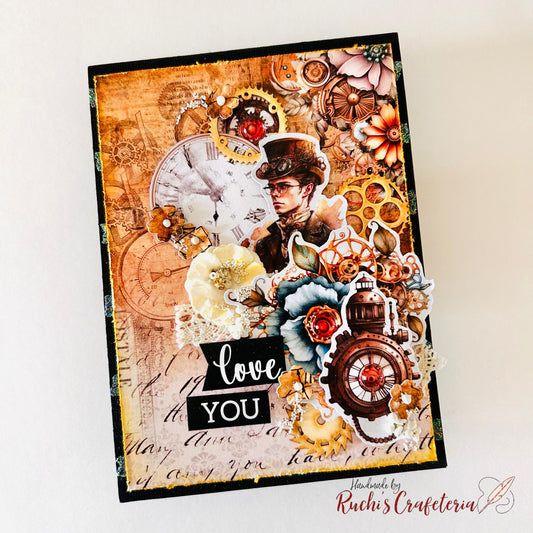 ⚙️ Steampunk Greeting Card – “Love You”